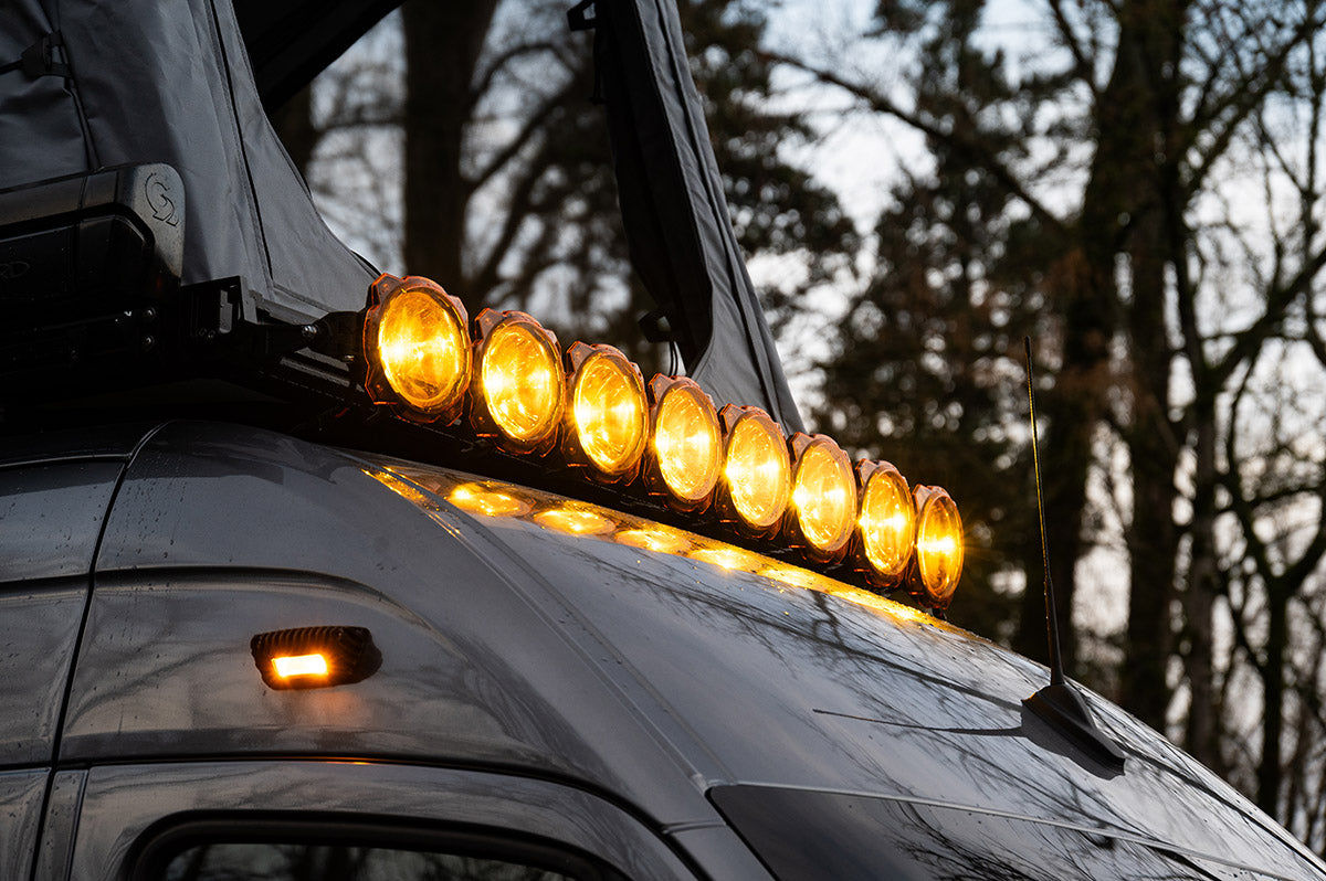 CloudCap Sprinter van tent poptop with lightbar.