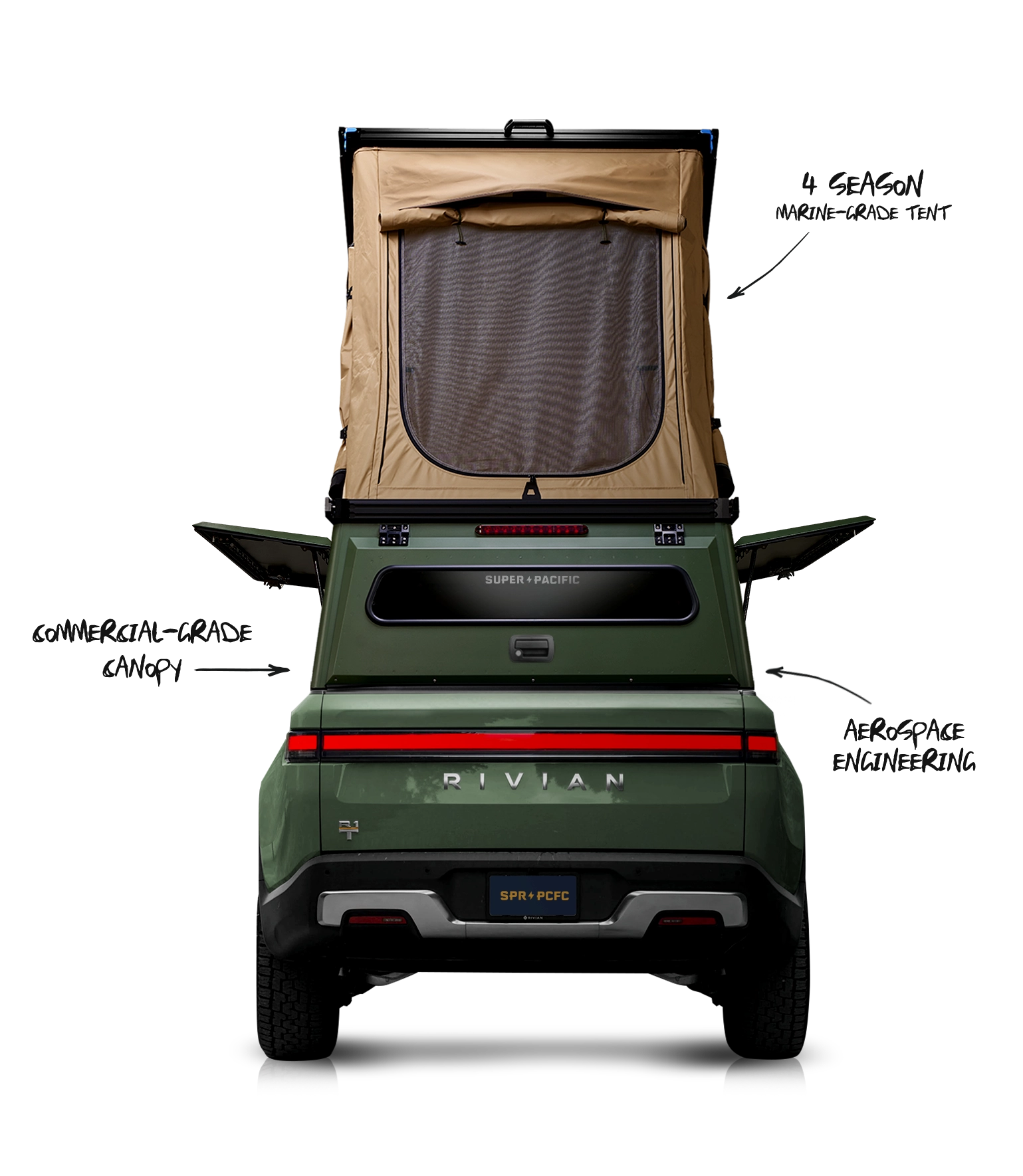Super Pacific X1 Camper for Rivian R1T set up for overlanding and off-road camping.
