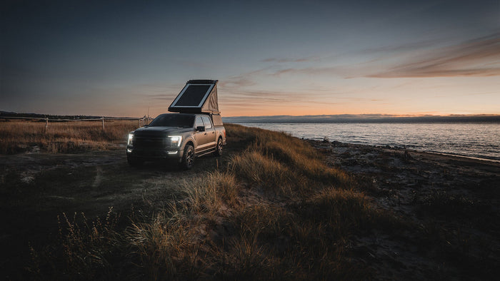 Becki Peckham's Super Pacific X1 camping on the coast.