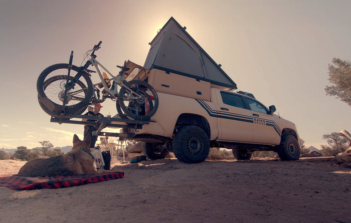 Photo of Super Pacific X1 truck camper with mountain bikes.