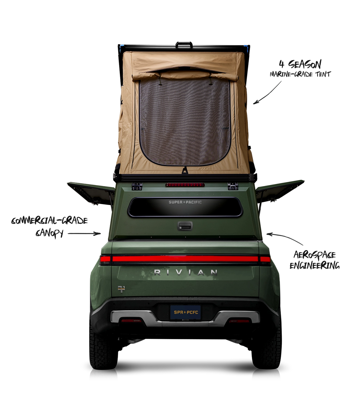Super Pacific X1 Camper for Rivian R1T set up for overlanding and off-road camping.