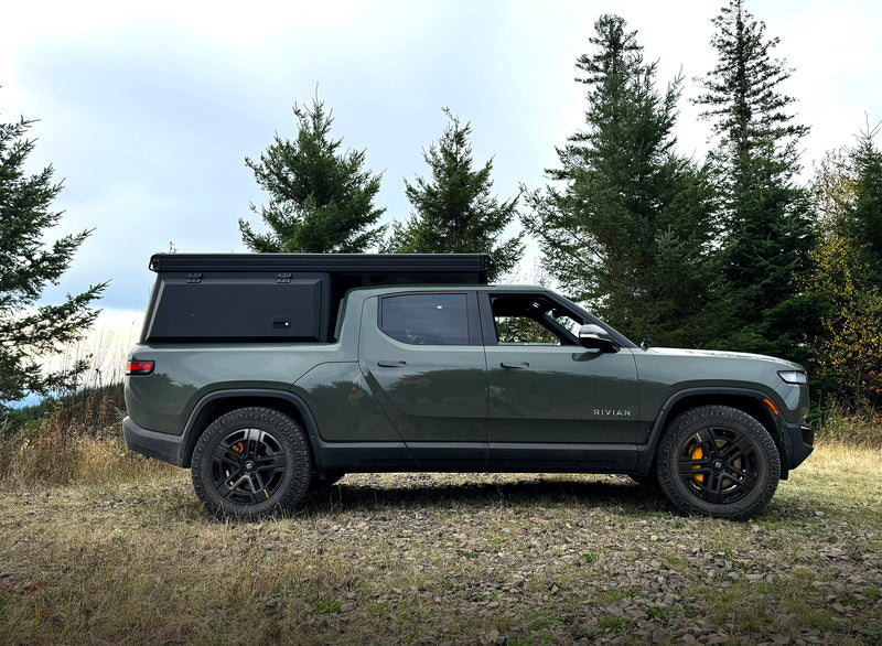 Side view of Rivian R1T with Super Pacific X1 camper